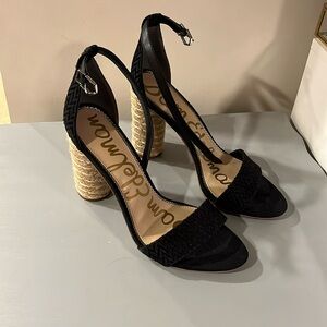 Sam Edelman ankle strap black heel sandals 9